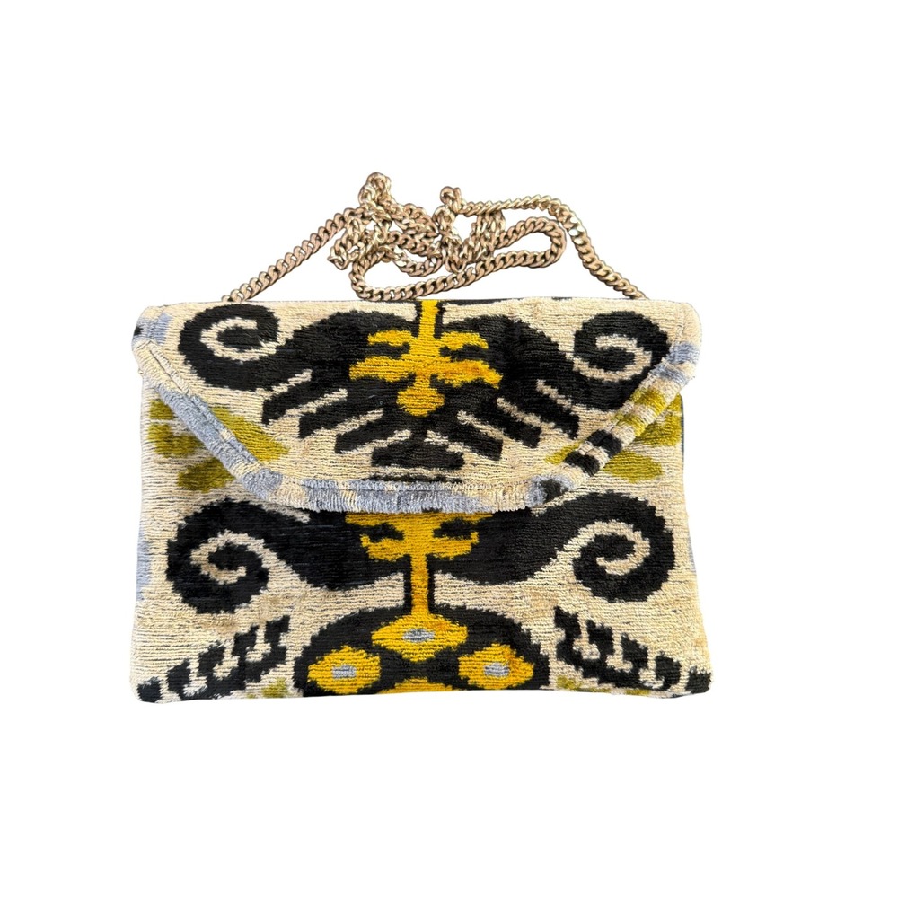PerfectSilkByMaya Ikat Velvet Bag Handmade Uzbekistan Boho Clutch Crossbody - Picture 1 of 13